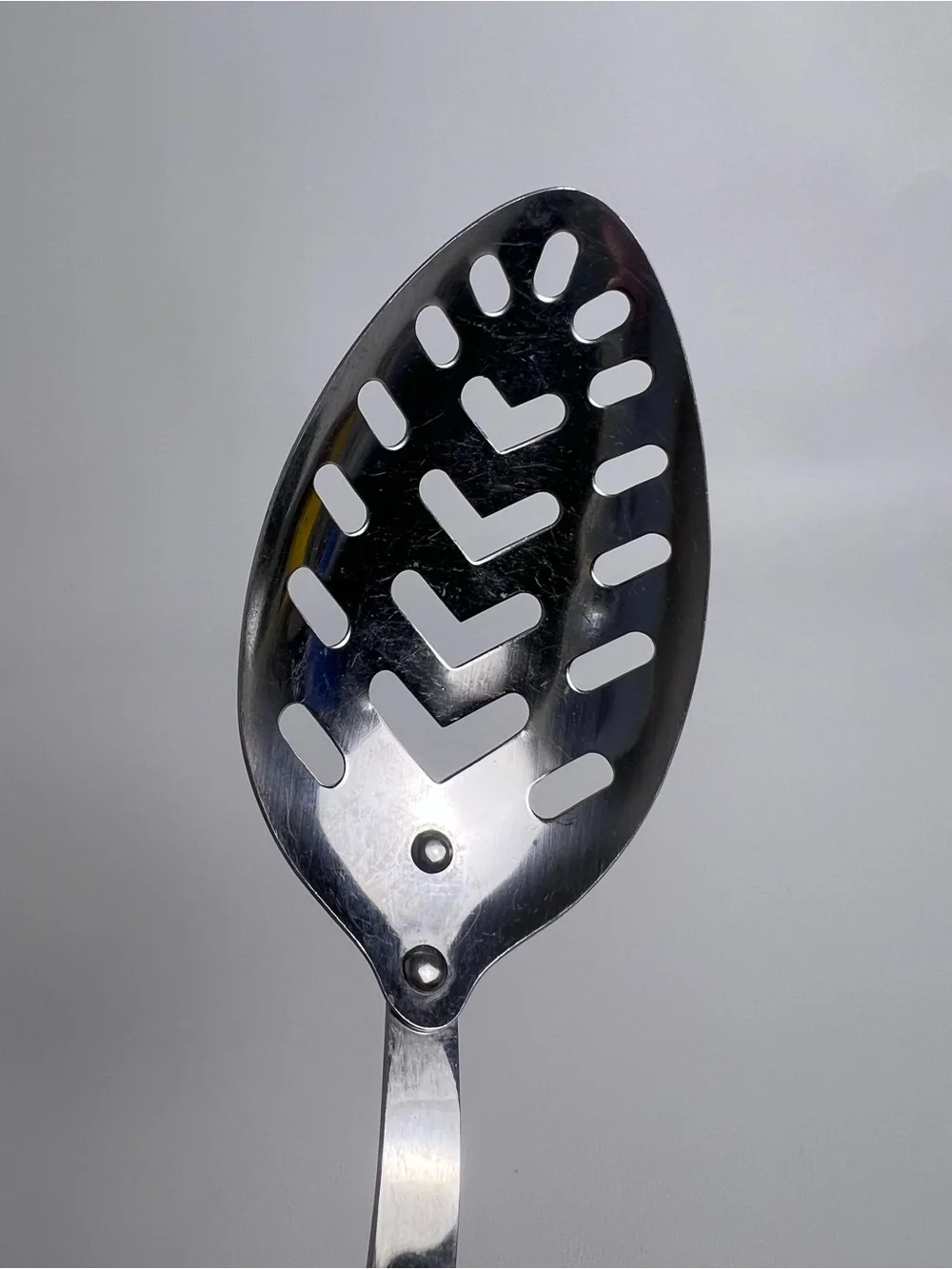 VTG Heart Slotted Utensil Serving Spoon Handle Orange Blue Stainless Japan 60’s